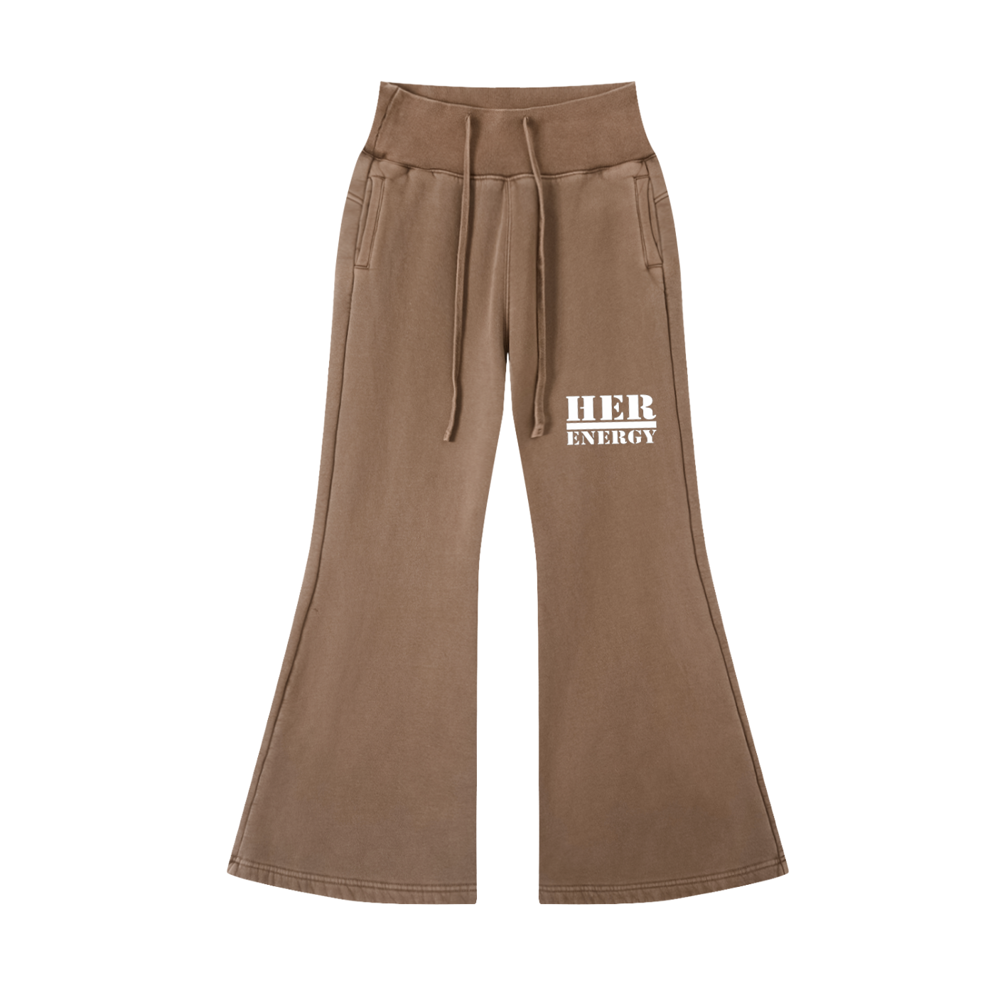 POSITIVE ENERGY W Vintage Washed Flared Fleece Pants (BLACK)